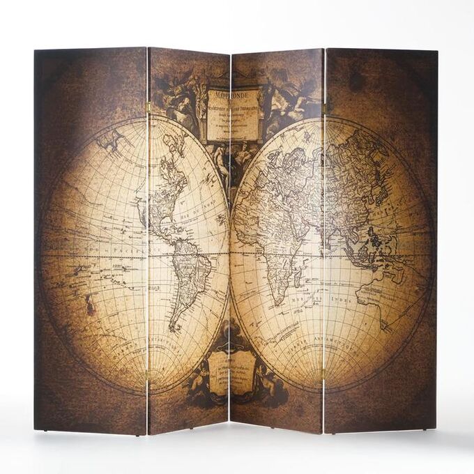 Ширма &quot;Старинная карта мира&quot;, 200 ? 160 см