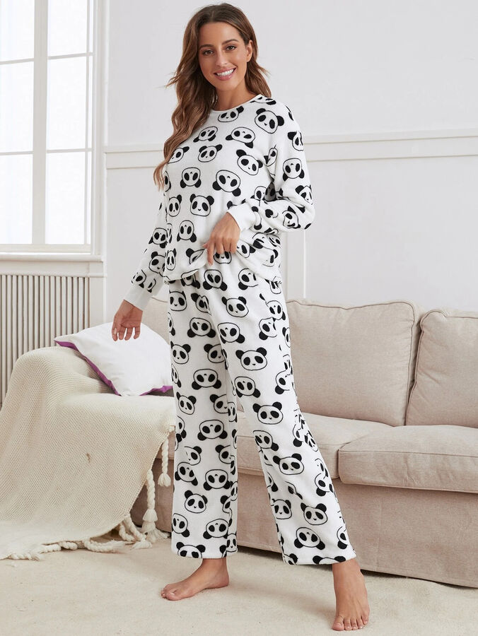 Фланелевый пижамный комплект с рисунком панды