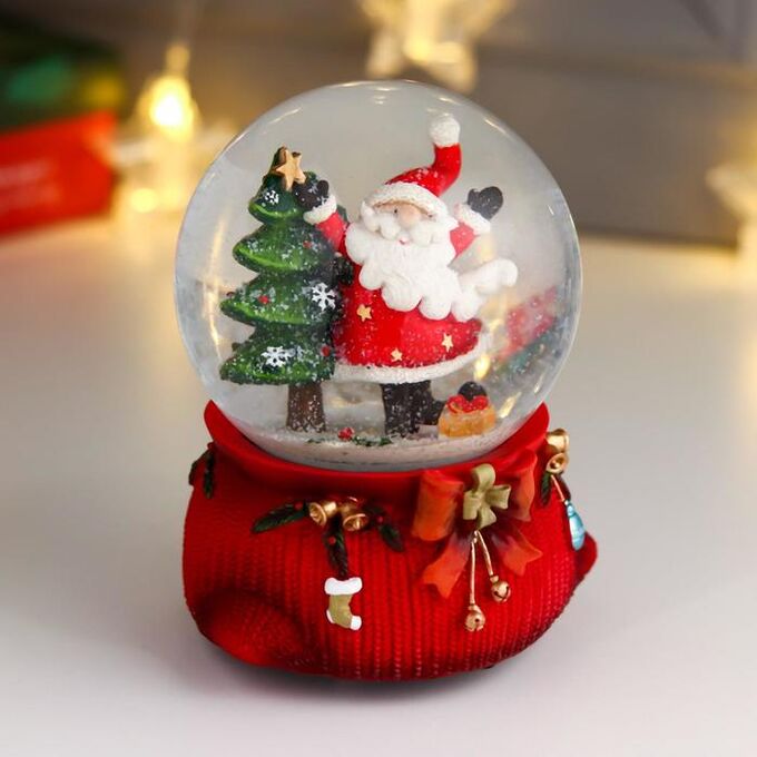 Сувенир полистоун водяной шар музыка &quot;Дед Мороз танцует у ёлочки&quot; d=10 см
