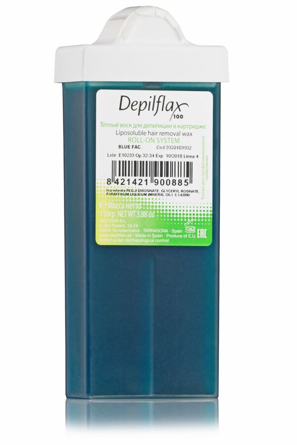 DEPILTOUCH Воск в картридже, 110 гр., узкий ролик, АЗУЛЕНОВЫЙ, Depilflax