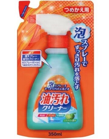 Nihon Очищающая спрей-пена от нагоревшего жира и масляных пятен на кухне &quot;Foam spray oil cleaner&quot; (мягкая упаковка) 350 мл/24