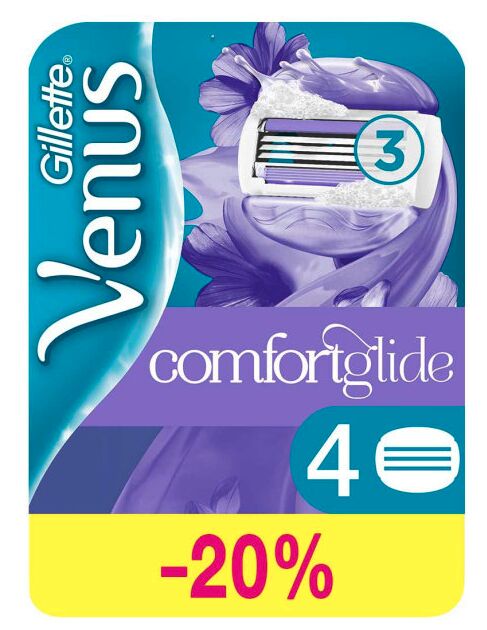 Gillette venus GILLETTE® VENUS ComfortGlide Breeze Cменные кассеты для бритья (cо встроенными подуш с гелем) 4шт