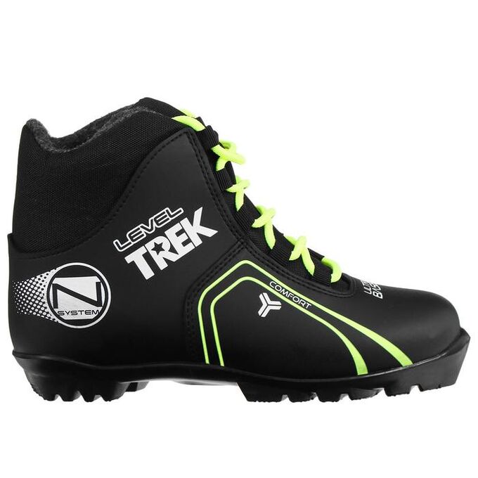 Ботинки лыжные TREK Level 1 NNN, цвет чёрный, лого неон, размер 37