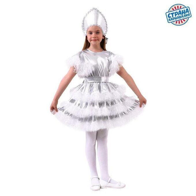 Страна карнавалия Карнавальный костюм&quot;Снежинка с рис пайетки&quot;платье,кокошник,р98-104