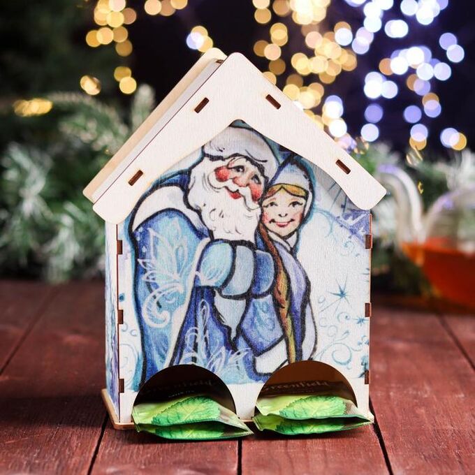 Дарим красиво Чайный домик на два ряда &quot;Дед Мороз и Снегурочка&quot; 15,5?9,6?20 см