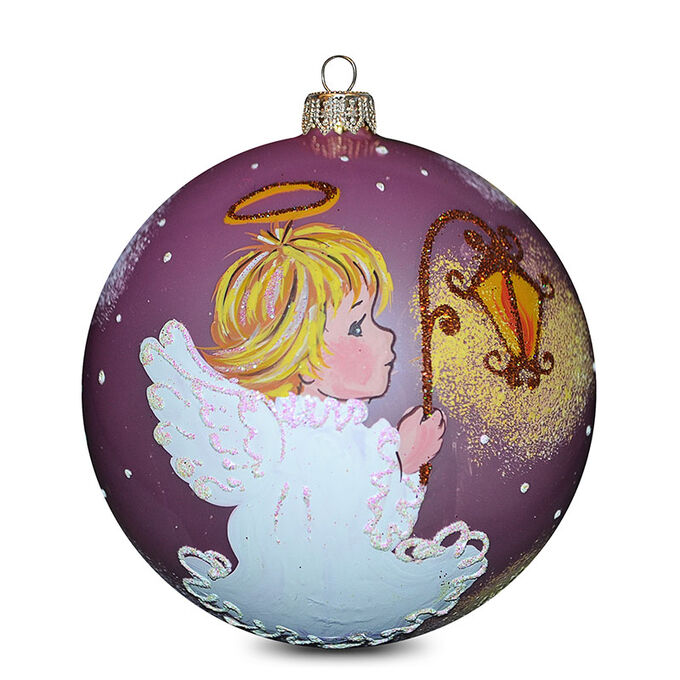 Винтажный шар Елочный шар ручной работы Ангел с фонариком