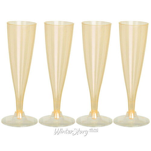 Пластиковые бокалы для шампанского Festival Yellow 24 см, 4 шт, 150 мл (Koopman)