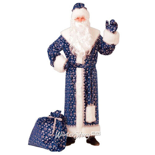 Карнавальный костюм для взрослых Дед Мороз Плюшевый синий, 54-56 размер (Батик)