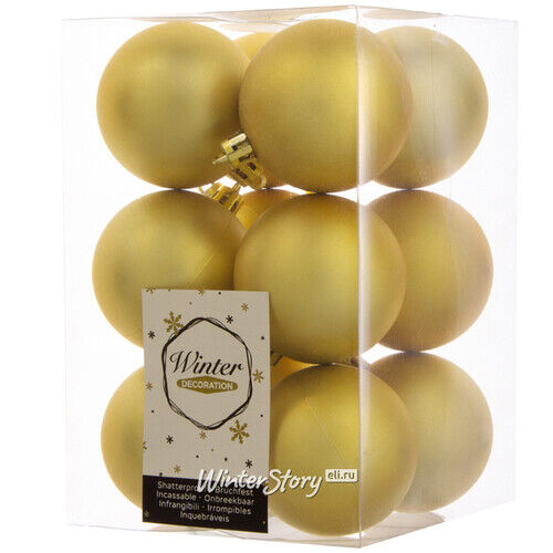 Набор пластиковых матовых шаров 6 см насыщенно-золотой, 12 шт, Winter Decoration (Winter Decoration)