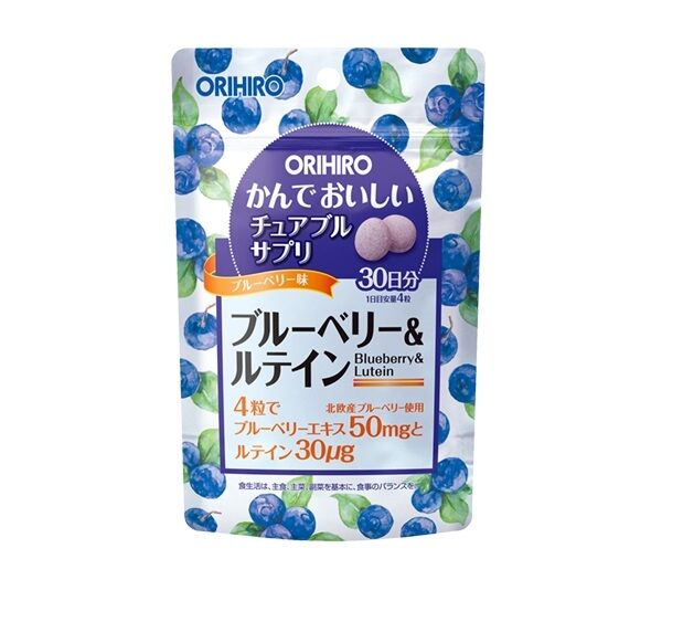 ORIHIRO Экстракт черники с лютеином в жевательных таблетках (вкус черники)