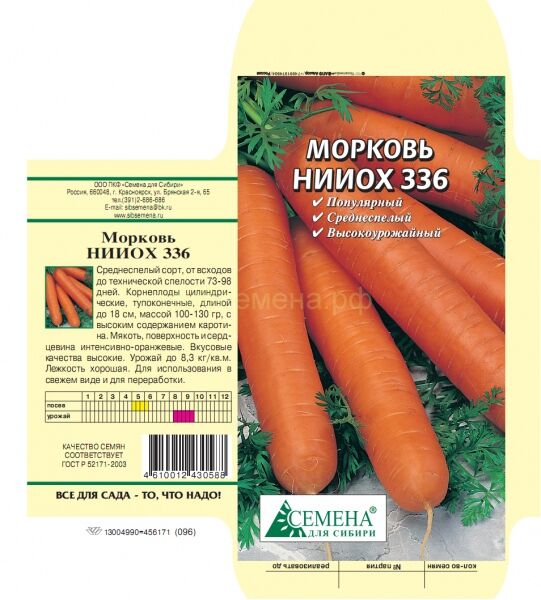 Морковь НИИОХ 336, 2г
