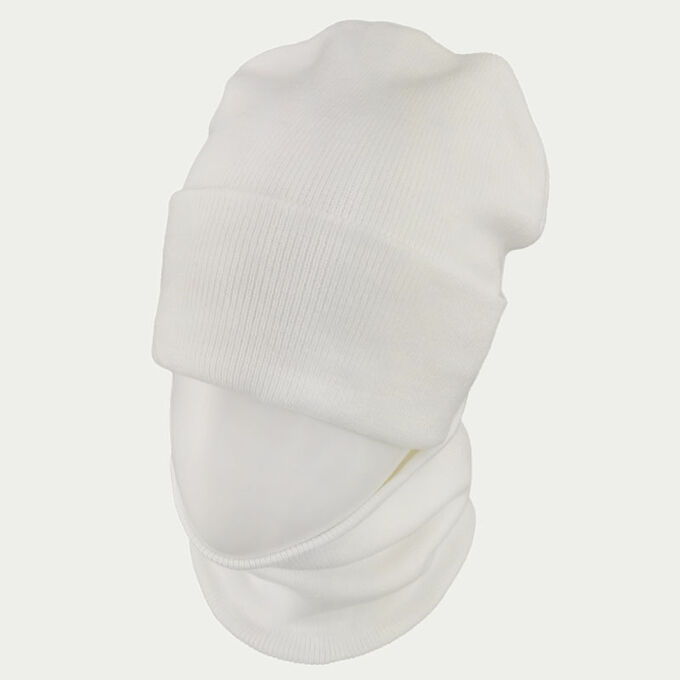 MilaBaby Зд1244-03 Комплект вязаный шапка/снуд Simple белый