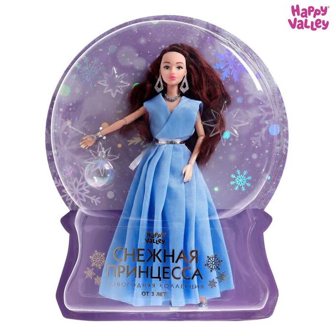 Happy Valley Кукла-модель шарнирная «Снежная принцесса Ксения», с аксессуаром, голубое платье