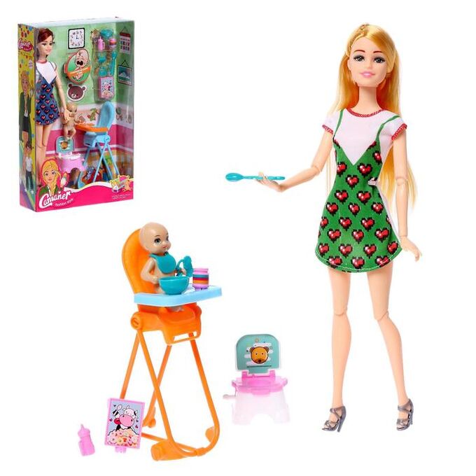 СИМА-ЛЕНД Кукла-модель шарнирная «Анна» с малышом и аксессуарами, МИКС