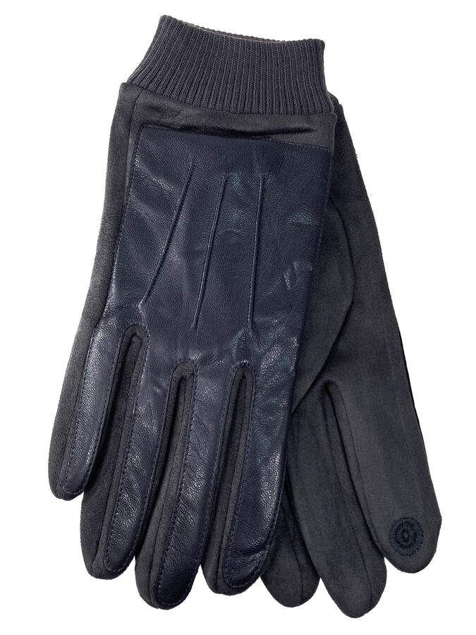 Кожаные мужские перчатки на флисе, цвет серый