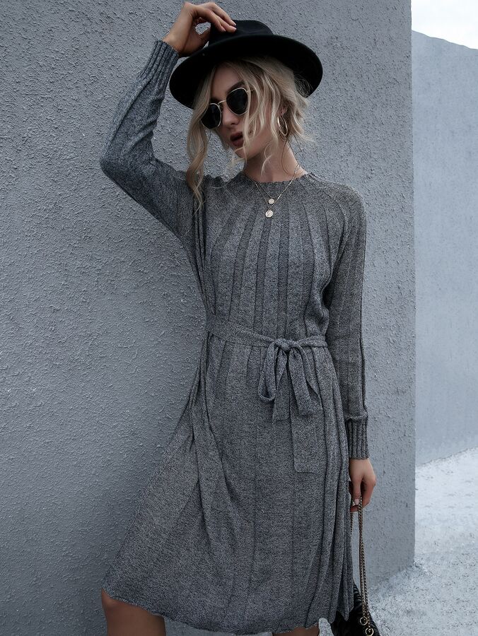 SheIn Платье-свитер с поясом
