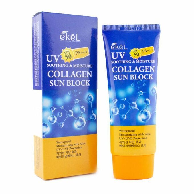 Ekel cosmetics Ekel Крем солнцезащитный с коллагеном Soothing &amp; Moisture Collagen Sun Block SPF50/PA+++, 70 мл