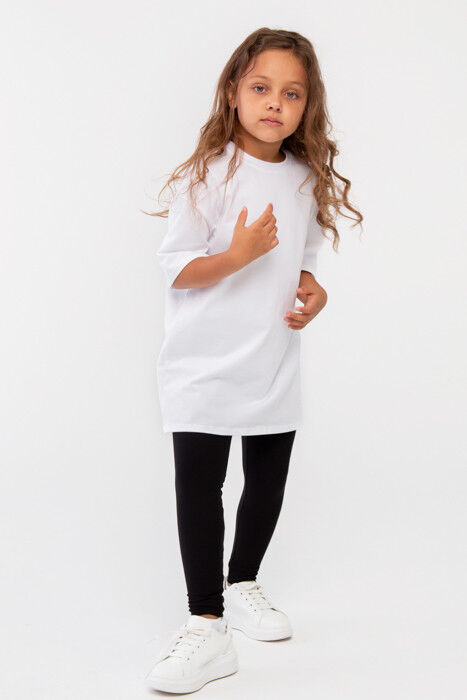 ivdt37 Футболка детская однотонная хлопок OVERSIZE-WHITE