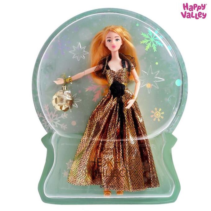 Happy Valley Кукла «Снежная принцесса Ксения» с аксессуаром, чёрно-золотое платье
