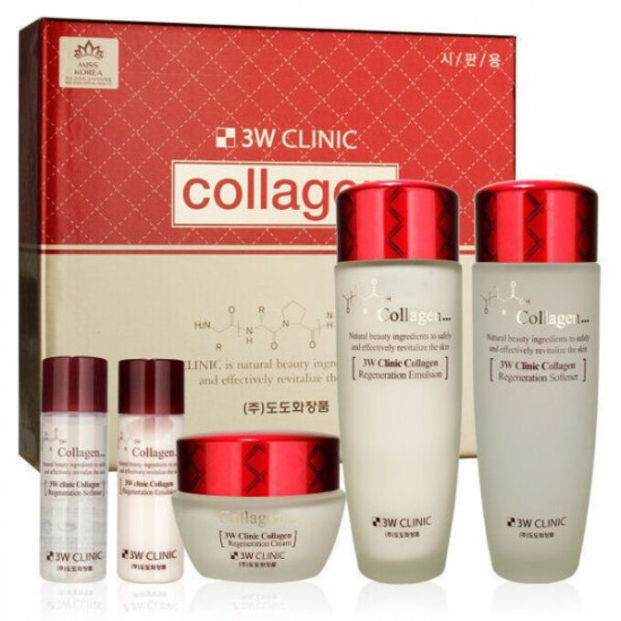 3W Clinic / Набор по уходу за лицом с коллагеном Collagen Skin Care 3 ...