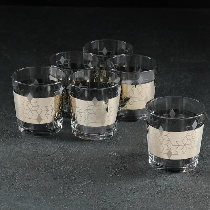 GiDGLASS Набор стаканов с гравировкой и напылением «Мозаик», 250 мл, 6 шт
