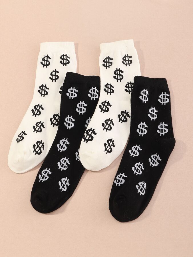 SheIn Мужские носки с принтом доллара 2 пары