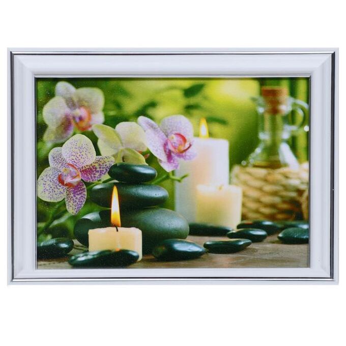 Картина &quot;Орхидеи и свечи&quot; 13х18(16х21) см