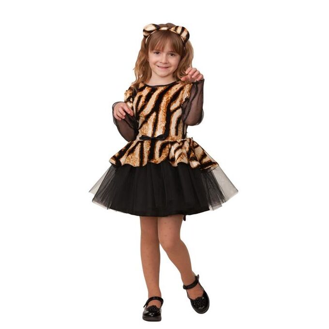 Batik Карнавальный костюм «Тигрица Келли», платье с хвостом, обруч с ушками, р. 34, рост 134 см