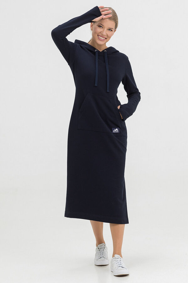 Платье Kindia длинное с капюшоном темно-синее