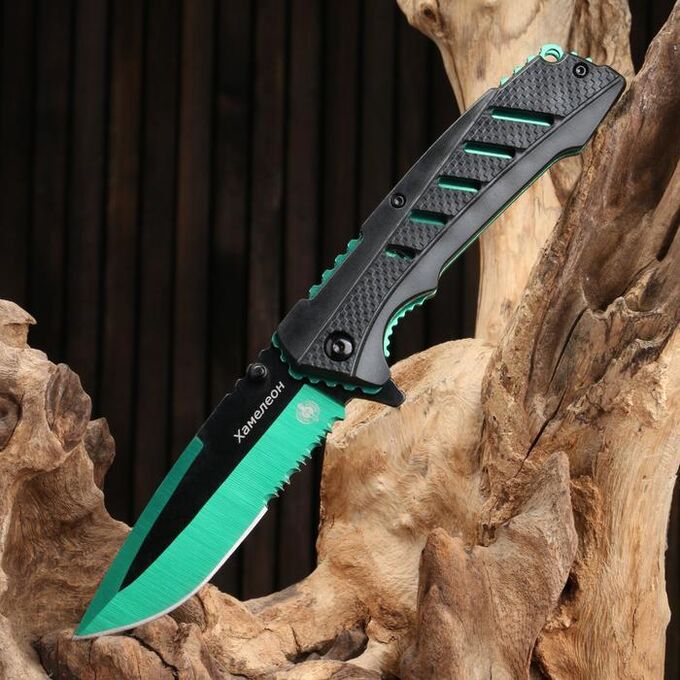 СИМА-ЛЕНД Нож складной &quot;Хамелеон&quot; сталь - 420, рукоять - пластик, зеленый, 21 см
