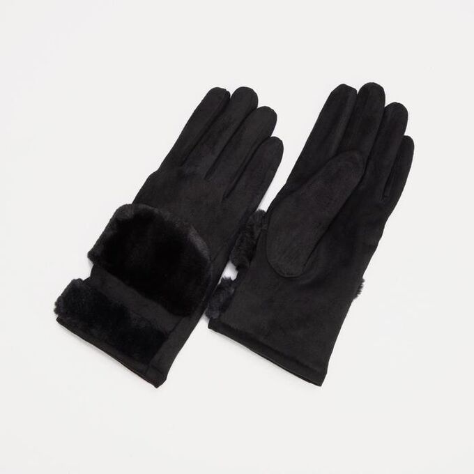 Перчатки женские, безразмерные, с утеплителем, цвет чёрный 7429856