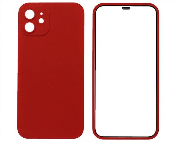 Защита 360 iPhone 12 красная (защитное стекло+задняя крышка)