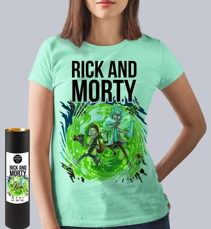 Женская футболка rick and morty, цвет ментол