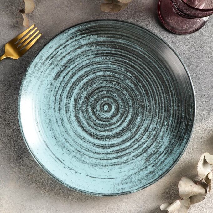 Тарелка обеденная Lykke turquoise, d=25 см, без борта, цвет бирюзовый