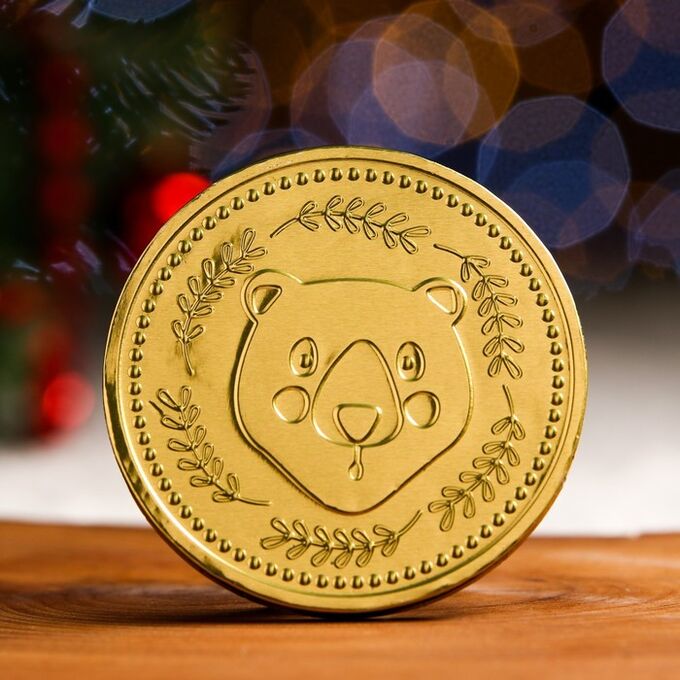 МОНЕТНЫЙ ДВОР Медаль шоколадная &quot;Счастливого нового года&quot; Медвежонок, 25г