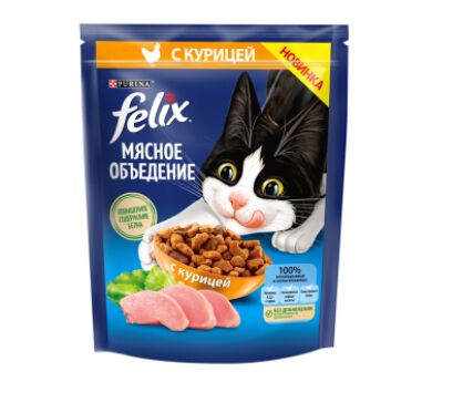 Felix сухой корм для кошек Мясное объедение с курицей для кошек 200 гр 1/10 АКЦИЯ!