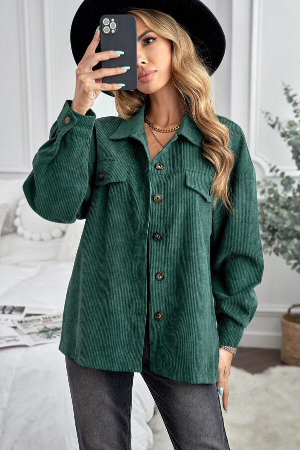 VitoRicci Зеленая вельветовая куртка-рубашка