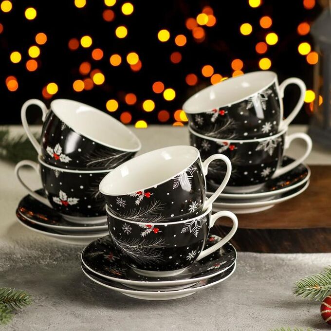 СИМА-ЛЕНД Сервиз чайный 12 предметов Magistro «Новый год. Зимняя сказка», чашка 280 мл, блюдце d=15 см