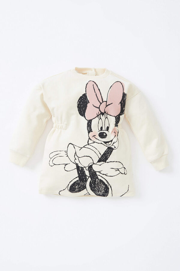 DEFACTO Платье с круглым вырезом и длинными рукавами для маленьких девочек Minnie Mouse Licensed