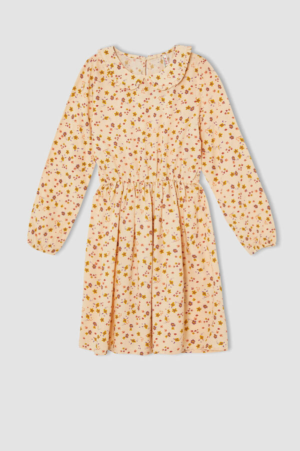DEFACTO Платье с длинными рукавами и цветочным принтом для девочек