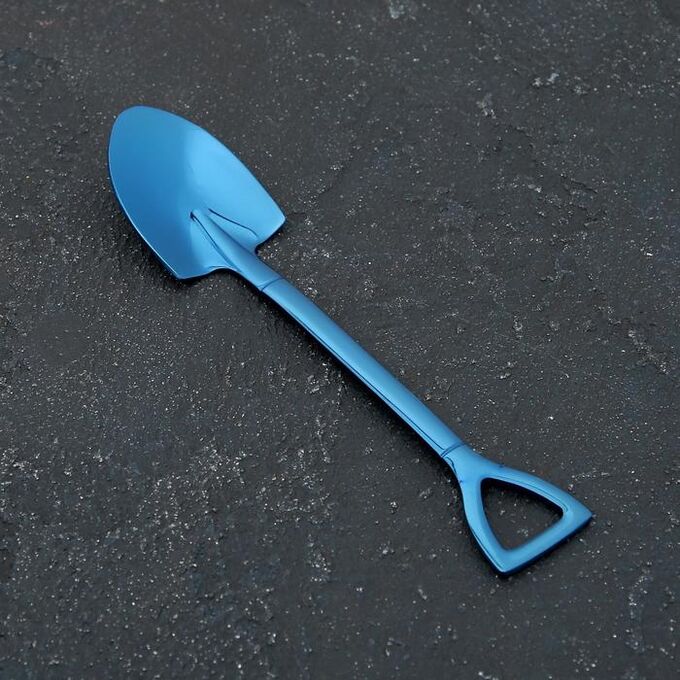 СИМА-ЛЕНД Ложка десертная из нержавеющей стали Magistro «Лопата», h=15,5 см, форма овальная, цвет синий
