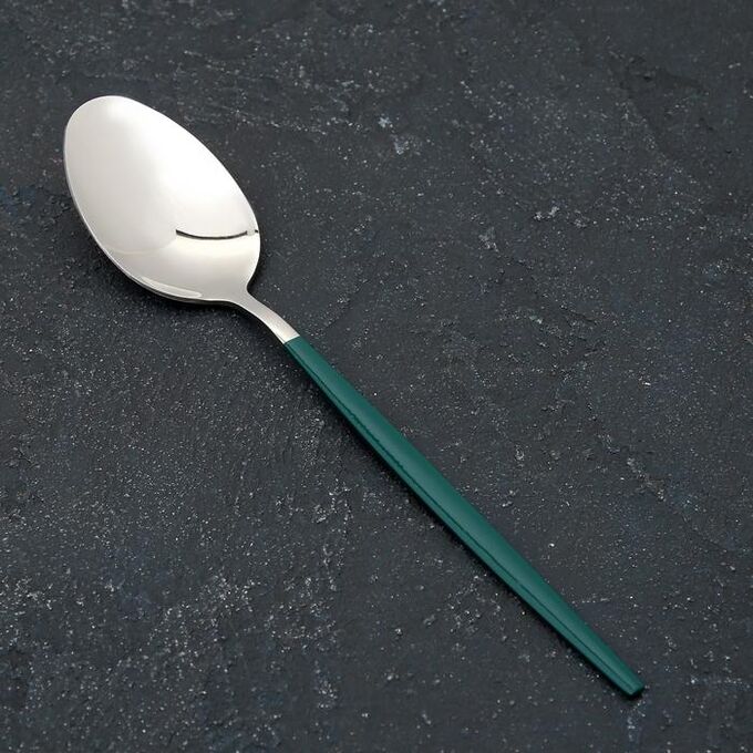 Ложка столовая Magistro «Блинк» 22?4 см, на подвесе, цвет серебро, зеленая ручка