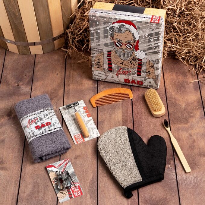 Этель Набор подарочный «Новый год: Bad Santa» полотенце и аксессуары