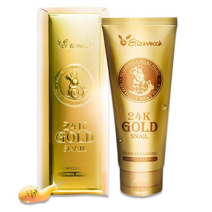 Elizavecca Пенка для умывания лица, снятие макияжа 24К Gold Snail Cleansing Foam, 180 мл