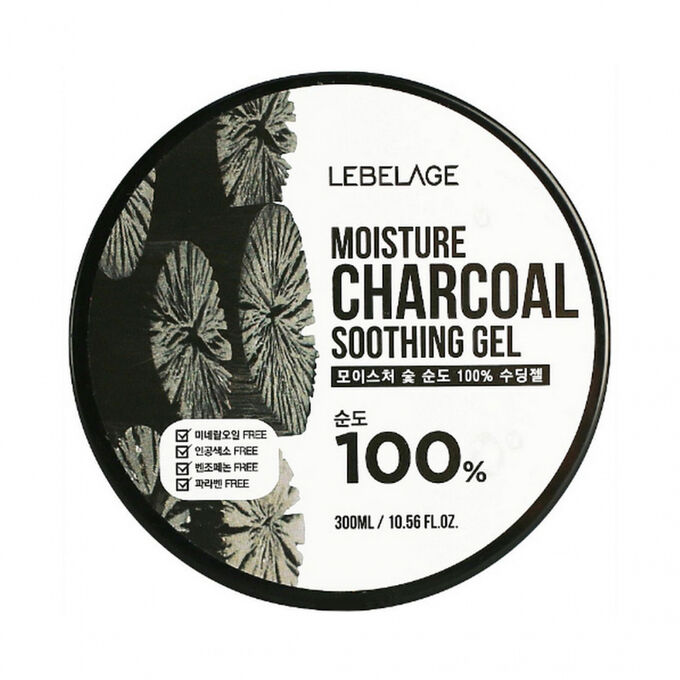 Lebelage Увлажняющий гель с углем Moisture Charcoal 100% Soothing Gel, 300 мл