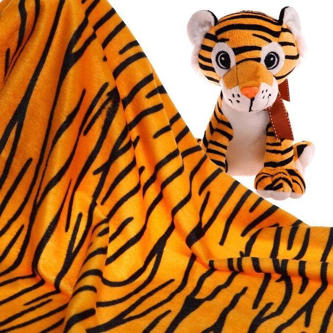 Страна карнавалия Лоскут для рукоделия, 53 х 53 см, мех тигровый яркий на трикотажной основе