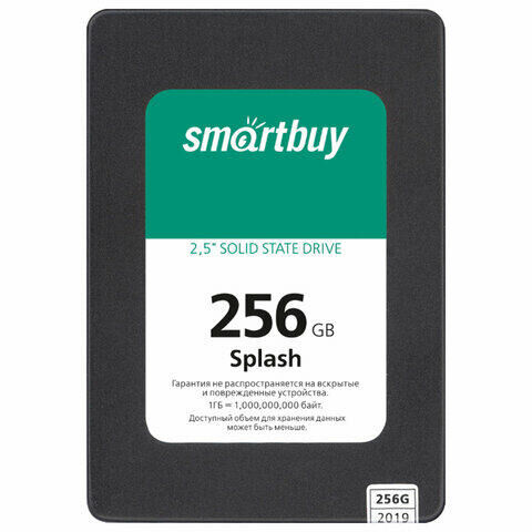 Твердотельный накопитель SSD SMARTBUY Splash 256GB, 2,5&quot;, SATA III, черный, SBSSD-256GT-MX902-25S3