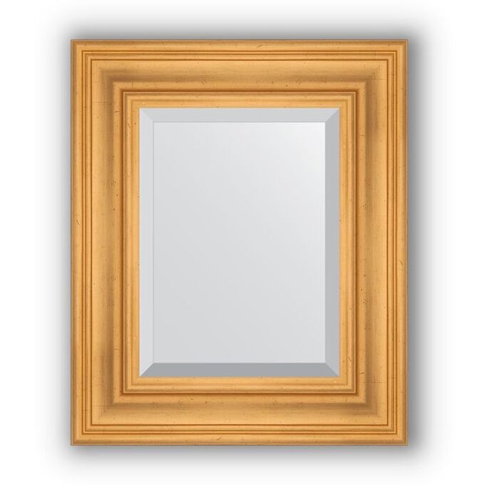 Зеркало с фацетом в багетной раме - травленое золото 99 мм, 49 х 59 см, Evoform
