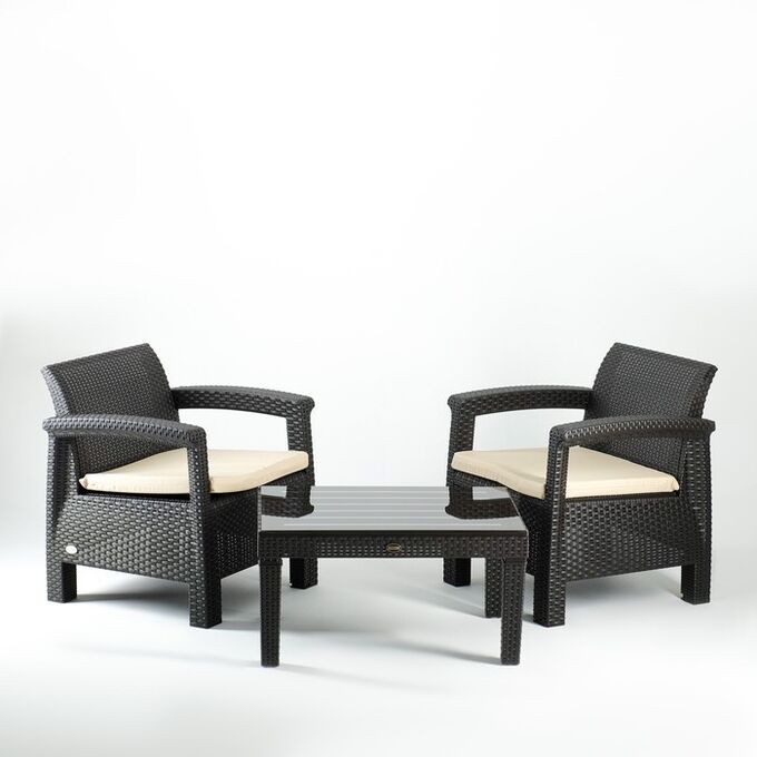 Шафран Набор садовой мебели &quot;Калифорния&quot; 3 предмета: 2 кресла, стол, темно-коричневый