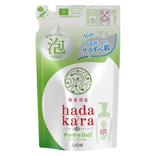 Lion Бархатное увлажняющее мыло-ПЕНКА для тела с ароматом зелёных цитрусовых фруктов “Hadakara&quot; 420 мл